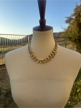 Polished Gold-Tone Double-Link Chain Necklace